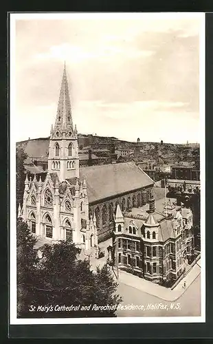 AK Halifax, St. Mary`s Cathedral and Parochial Residence aus der Vogelschau