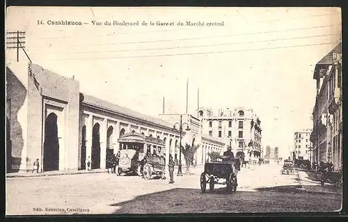 AK Casablanca, Vue du Boulevard de la Gare et du Marché central