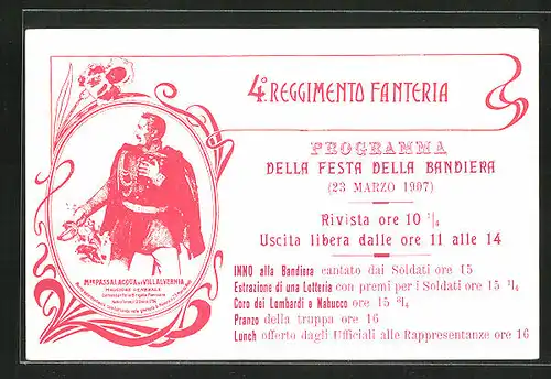 AK Programma della Festa della Bandiera, 4. Regiemento Fanteria