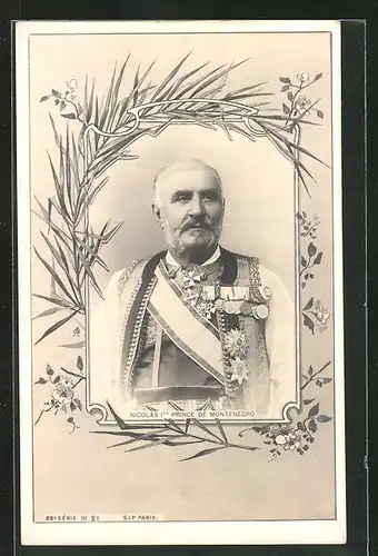 AK Nicolas I. Prinz von Montenegro mit Orden an der Uniform