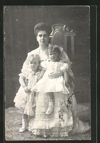 AK Prinzessin Helene von Griechenland mit ihren Kindern