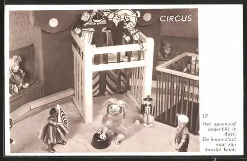 AK Zirkus aus Holzspielzeug, Het spannend oogenblik is daar..., Löwe