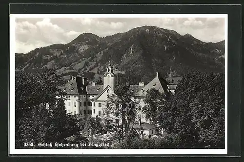 AK Lenggries, Schloss Hohenburg vor Bergpanorama