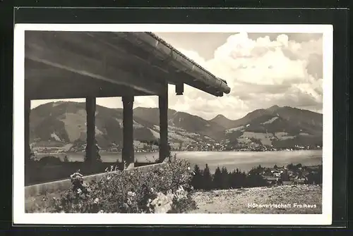 AK Bad Wiessee, Blick von der Höhenwirtschaft Freihaus auf den Ort