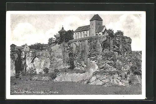 AK Beucha /Bez. Leipzig, Kirche auf dem Felssporn