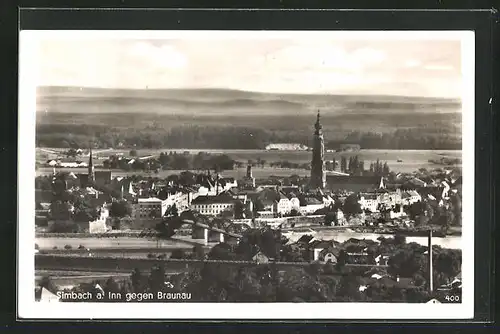 AK Simbach a. Inn, Totalansicht gegen Braunau