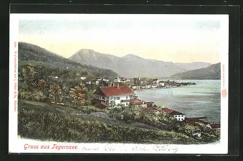 Lithographie Tegernsee, Panorama