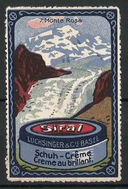 Reklamemarke Siral Schuh-Creme, Firma Luchsinger & Cie., Basel, Serie: Gebirge, Bild 7, Monte Rosa