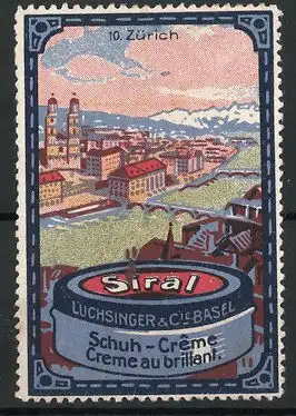 Reklamemarke Siral Schuh-Creme, Firma Luchsinger & Cie., Basel, Serie: Städte, Bild 10, Zürich