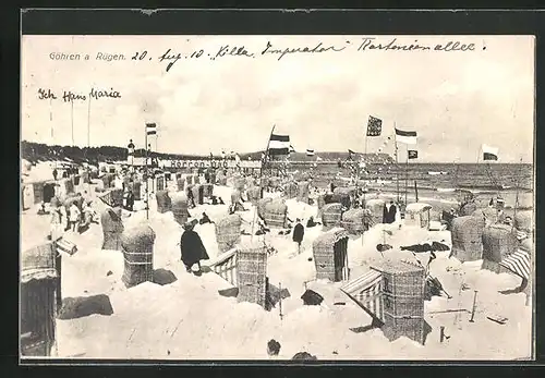 AK Göhren a. Rügen, Strandkörbe am Herrenbad