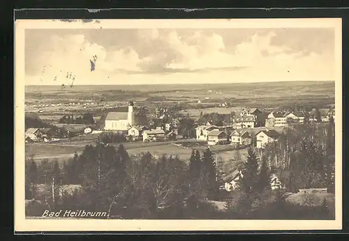 AK Bad Heilbrunn, Blick über die gesamte Stadt, Blick zur Kirche