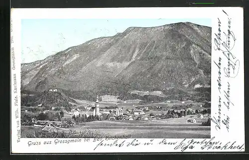 AK Grossgmain, Ortsansicht mit Blick zur Kirche