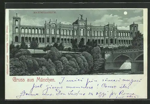 Lithographie München, am Maximilianeum