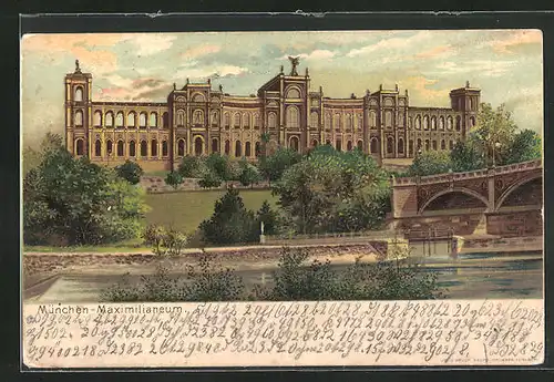 Lithographie München, vor dem Maximilianeum