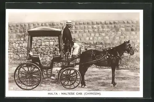 AK Malta, Maltese Cab, Pferdekutsche wartet auf Fahrgäste