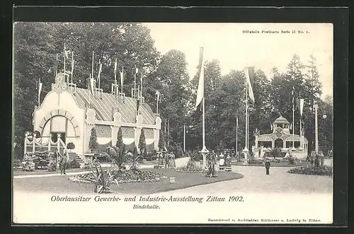 AK Zittau, Oberlausitzer Gewerbe- und Industrie-Ausstellung 1902, an der Bindehalle