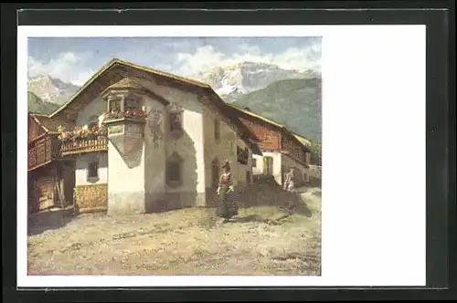 Künstler-AK Ober-Tilliach, Bauernhaus