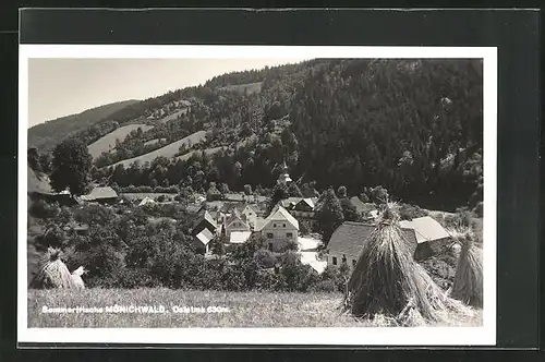 AK Mönichwald, Blick vom Feld auf den Ort