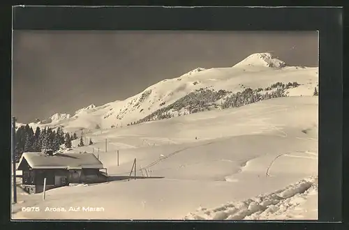 AK Arosa, auf Maran, Winteridylle mit Berghütte