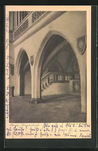 AK Passau, Inneres der Salvatorkirche, Treppenaufgang