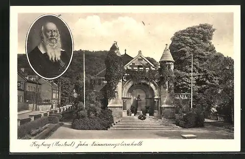 AK Freyburg, Jahn-Erinnerungsturnhalle, Porträtbild von Jahn Vatter