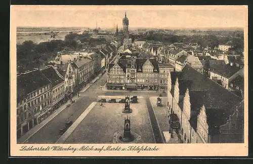 AK Wittenberg, Blick auf Markt mit Schlosskirche