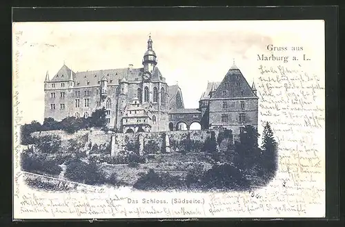 AK Marburg a.L., Südansicht des Schlosses
