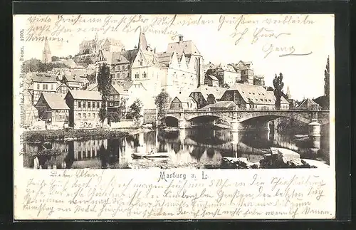 AK Marburg a.L., an der Brücke in die Stadt