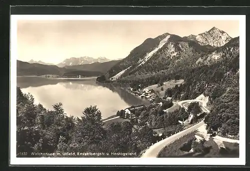 AK Walchensee m. Urfeld, Kesselbergstrasse und Herzogstand