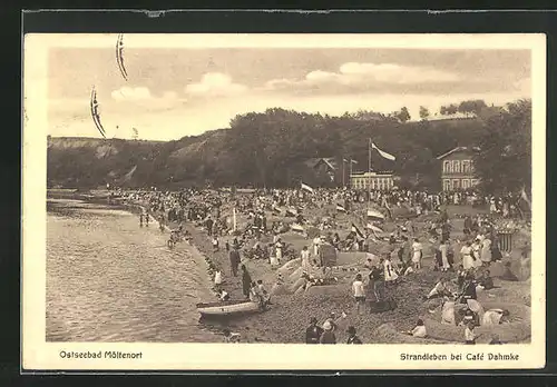 AK Möltenort, Strandleben bei Cafe Dahmke