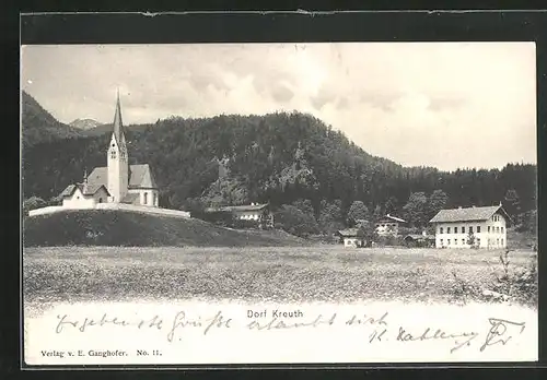 AK Kreuth, Blick hinauf zur Kirche