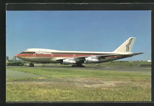 AK Flugzeug, Linienflugzeug der Fluglinie Peuplexpress, Boeing 747-227B