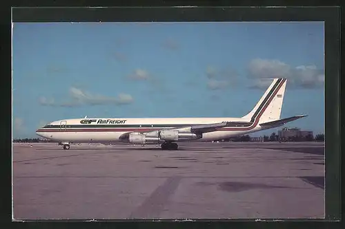 AK Flugzeug, Linienflugzeug der Fluglinie Air Freight, Boeing 707-321C