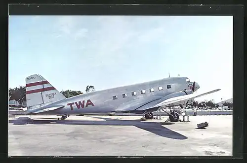 AK Flugzeug, Linienflugzeug der Fluglinie TWA, Douglas DC-2