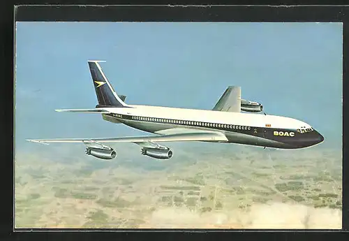 AK Flugzeug der Fluglinie BOAC, Boeing 707
