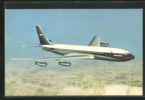 AK Flugzeug der Fluglinie BOAC, Boeing 707 über den Wolken