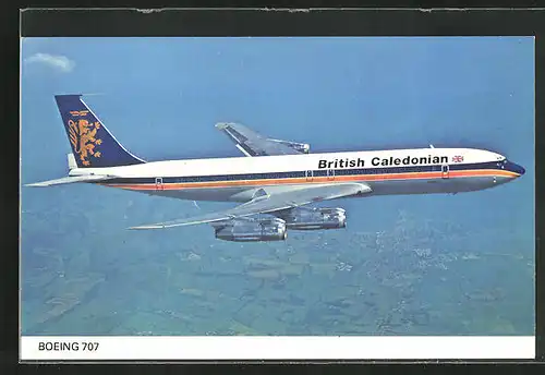 AK Flugzeug der Fluglinie British Caledonian, Boeing 707 in the Air