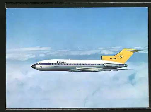 AK Flugzeug, Linienflugzeug der Fluglinie Condor, Boeing 727-30 in der Luft