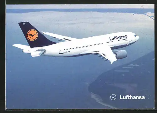 AK Flugzeug, Linienflugzeug der Fluglinie Lufthansa, ein Airbus A310-300 im Anflug