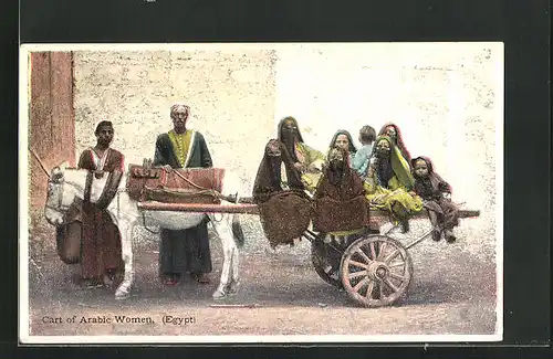 AK Eselgespann, Cart of Arabic Women in Egypt