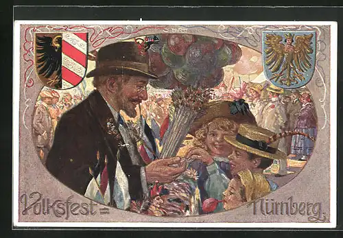 Lithographie Nürnberg, Verkäufer auf dem Volksfest