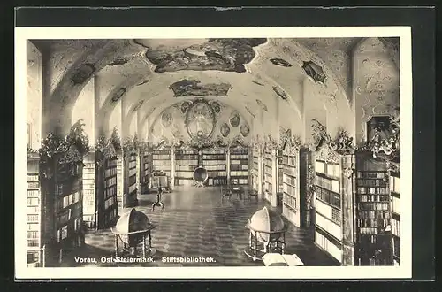 AK Vorau, Innenansicht der Stiftsbibliothek