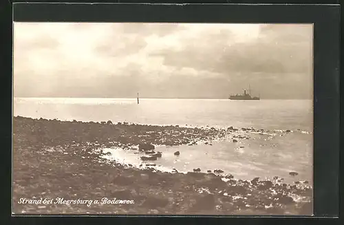 AK Meersburg a. Bodensee, Am Strand, Bodenseedampfer