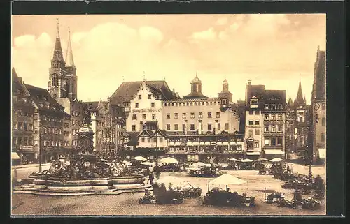 AK Nürnberg, Marktplatz mit Sebalduskirche