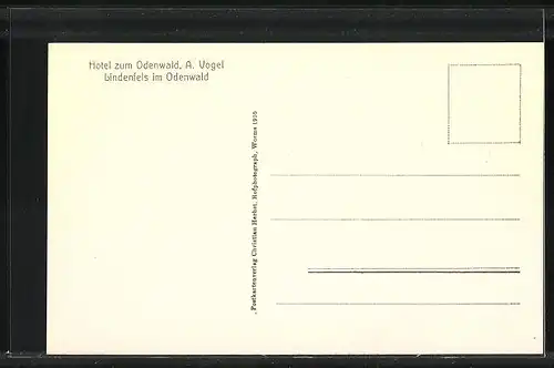 AK Lindenfels im Odenwald, Hotel zum Odenwald von A. Vogel, Blick auf die Ortschaft