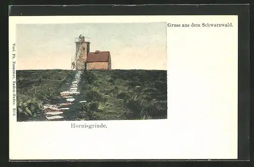 AK Hornisgrinde / Schwarzwald, Teilansicht kleinem Haus und Turm