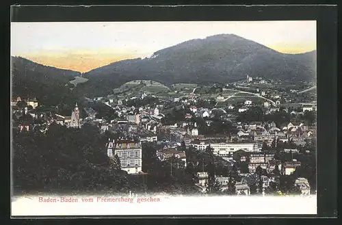 AK Baden-Baden, Panorama vom Fremersberg gesehen