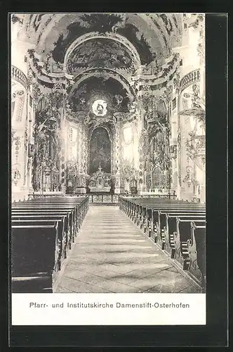 AK Osterhofen, Pfarr- und Institutskirche Damenstift, Innenansicht