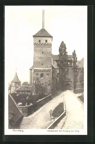 AK Nürnberg, Heidenturm mit Eingang zur Burg