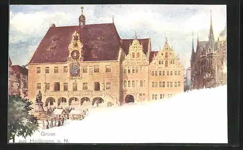 Künstler-AK Heilbronn a. N., am Rathaus